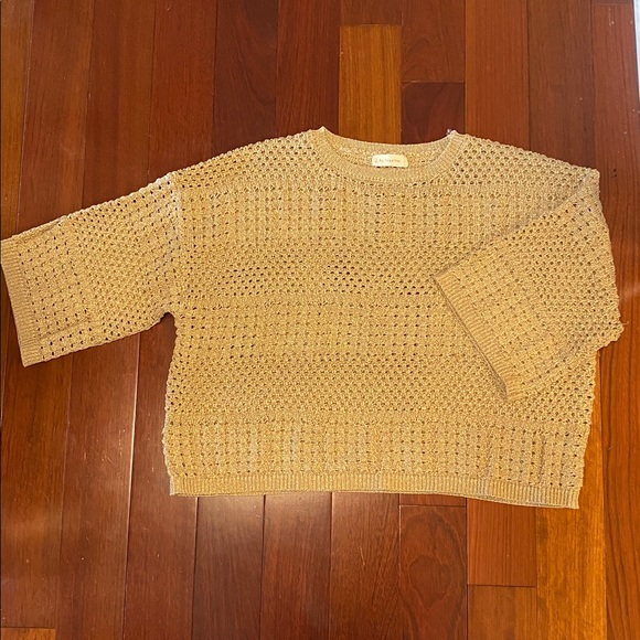 By Together Sweaters - Women's Textured Gold Shimmery Sweater